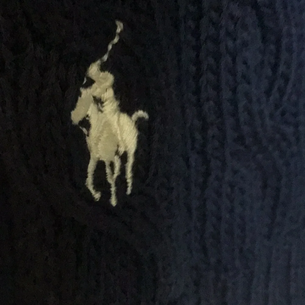 Ralph Lauren long open front cable knit cardigan in navy blue - Picture 2 of 6